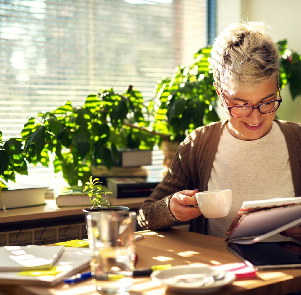 Woman at coffee shop